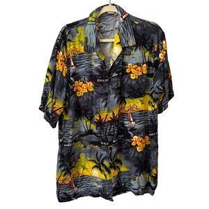 Hawaiian Button-Up Shirt 2X Dunns River Tropical Print Palm Trees Flowers